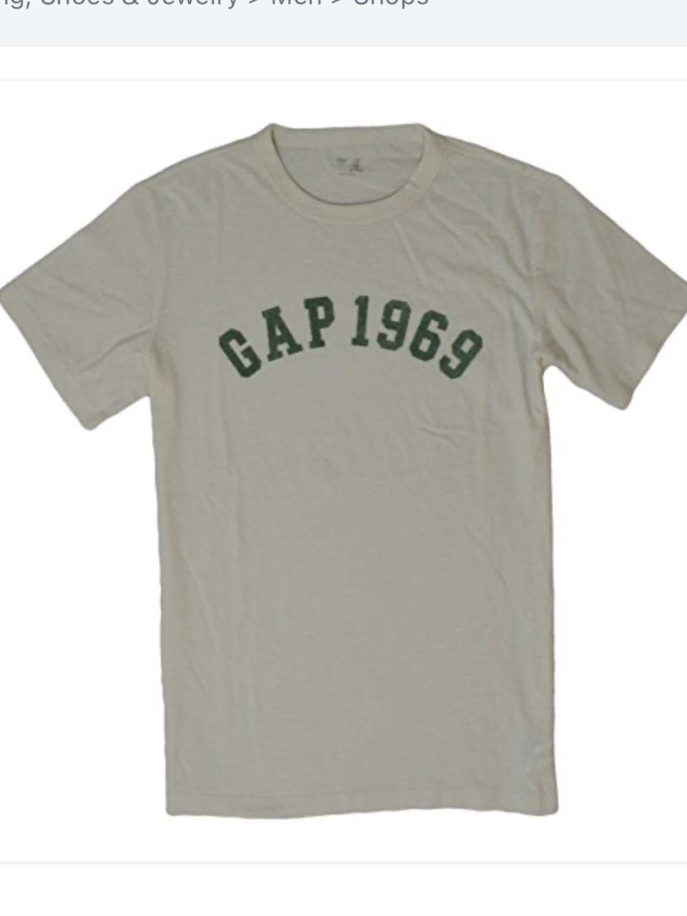 GAP‎ Cream Tee shirtwith Green 'GAP 1969' Arch Print  Sz XL